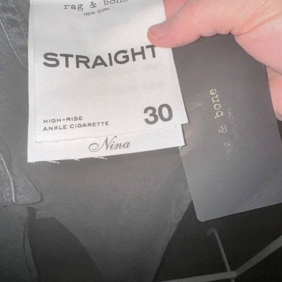 Women’s rag & bone high rise Nina ankle cigarette straight Gray wash Jeans NWT - Picture 4 of 4